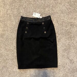 H&M Black Pencil Skirt with Button Accents